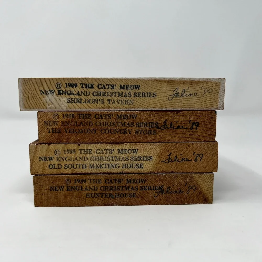 The Cats' Meow Village 1989 New England Christmas Series Shelf Sitters Set of 4